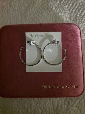 Kendra Scott Silver Textured Open Hoop Earrings